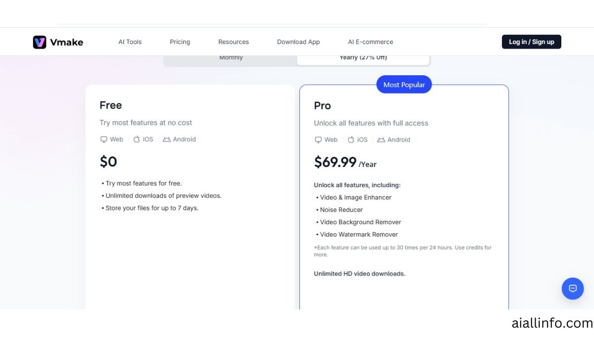 Vmake AI Pricing 